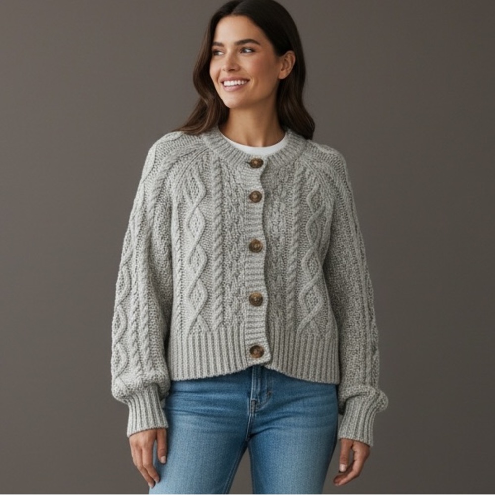 Universal Thread Gray Cable Knit Cardigan